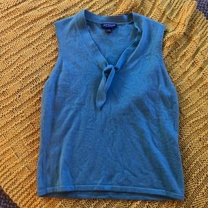 Vintage Ann Taylor Tie Front Heather Blue Cashmere Sweater Vest